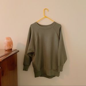 AERIE Oversized Green Pullover with Pockets